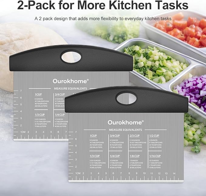Ourokhome 2 Pack Bench Scraper Dough Cutter, Stainless Steel Dough Scraper - Image 6