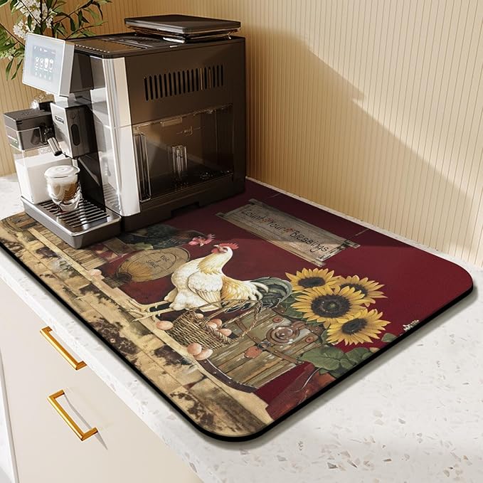 Kitchen Countertop Dish Drying Mat, Super Absorbent Coffee Bar Mat - Image 8
