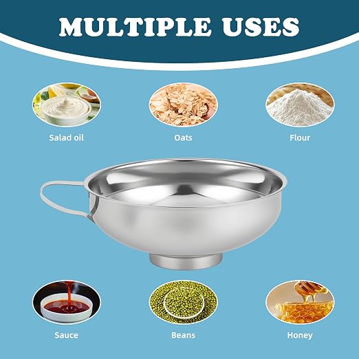 Stainless Steel Wide-mouthed Kitchen Funnel, 2 Sets - Image 5