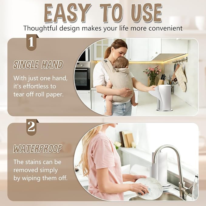 Paper Towel Holder Countertop, Premium Stainless Steel Silver Paper Towel Holder - Image 5