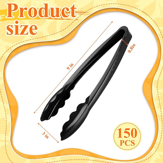 Tessco for you 150 Pcs Plastic Tongs for Serving Bulk, 9 Inch Plastic - Image 2