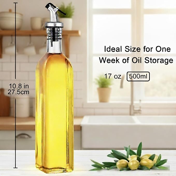 WERTIOO Olive Oil Dispenser Bottle, 1 Stainless Steel Funnel & 1 Pen and 8 Label - Image 3