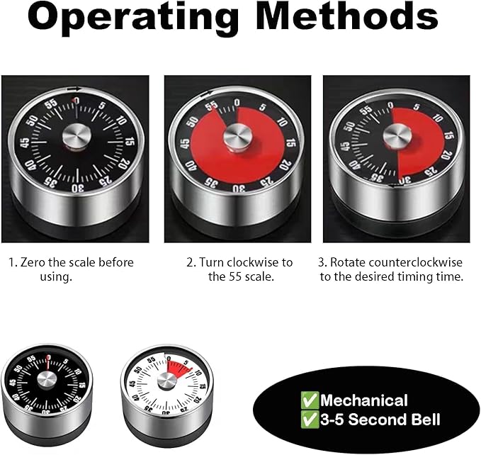 Digital Kitchen Timer for Cooking, Loud Alarm, Magnetic Back - Image 4