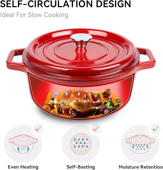 Miereirl 6.5 Quart Enameled Dutch Oven Pot - Image 2