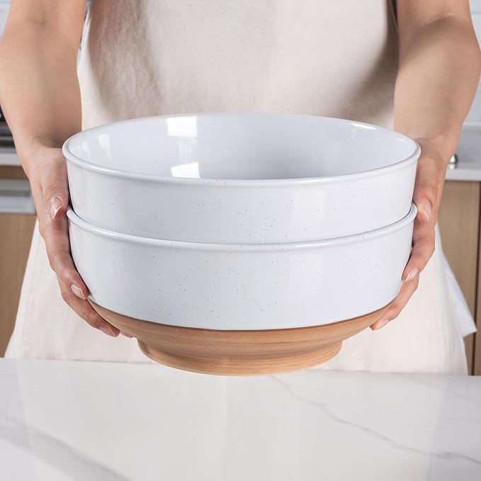 AmorArc 9.8’’ Extra Large Ceramic Salad Bowls, 90 OZ Serving Bowls Set of 2 - Image 3
