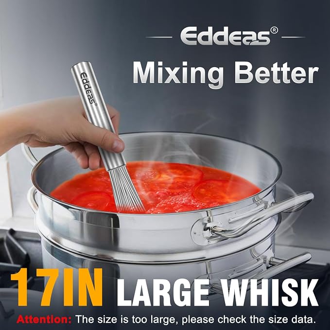 Eddeas 17in Large Whisk, Heavy Duty whisk, Stainless Steel whisk Suitable - Image 3