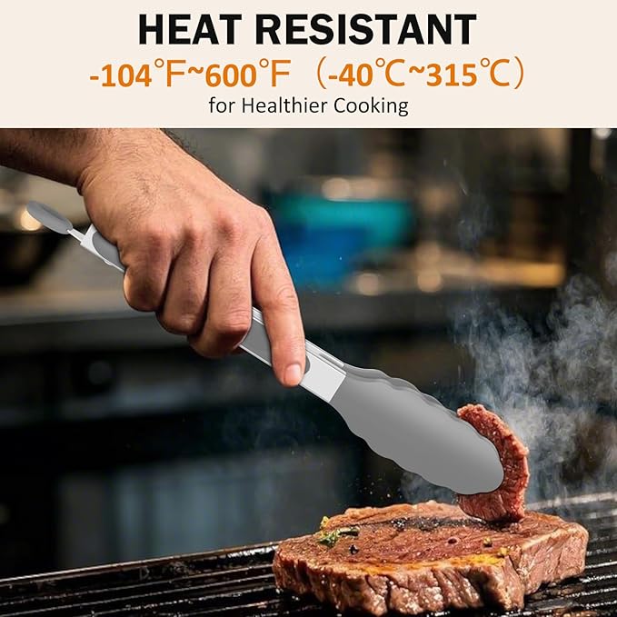 Tongs for Cooking, 600ºF High Heat-Resistant Stainless Steel Kitchen Tongs - Image 2