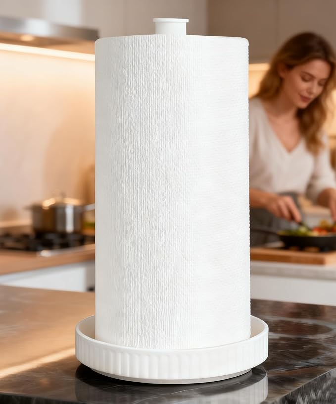 VROOMIUM Paper Towel Holder, Ceramic Base Water & Oil Resistant, Fits Double - Image 8