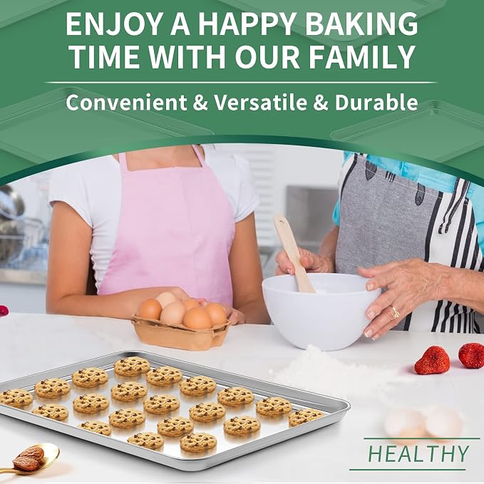 Baking Sheets Set of 2, HKJ Chef Cookie Sheets 2 Pieces & Stainless Steel - Image 7