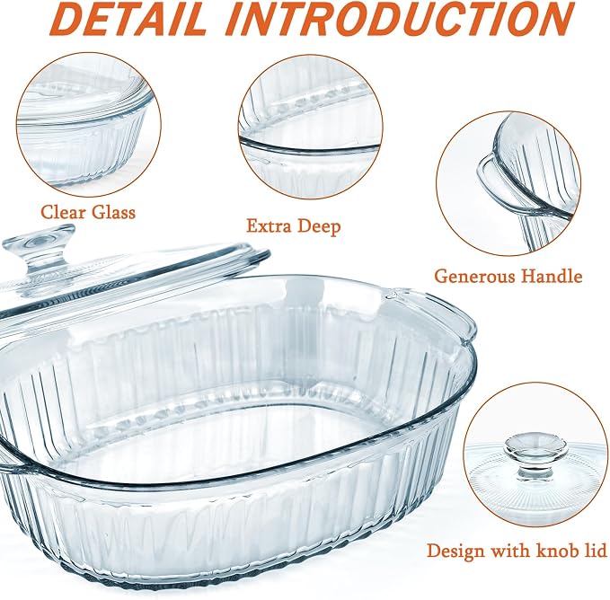 Reasim 2.8L/3Qt Glass Casserole Baking Dish - Image 3