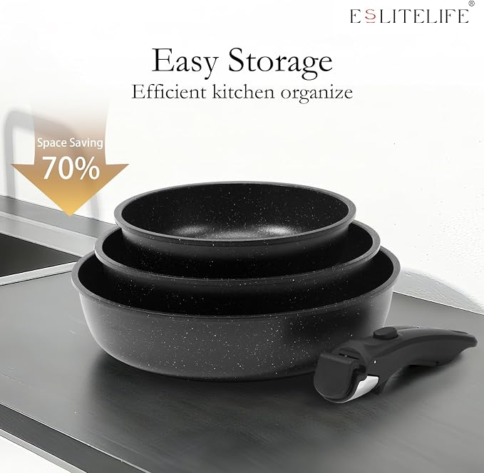 ESLITE LIFE Nonstick Ceramic Frying Pans Skillets Set - Image 7