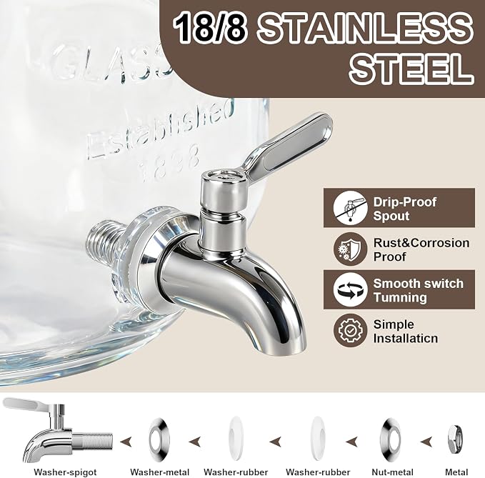 1 Gallon Glass Drink Dispensers - Image 5