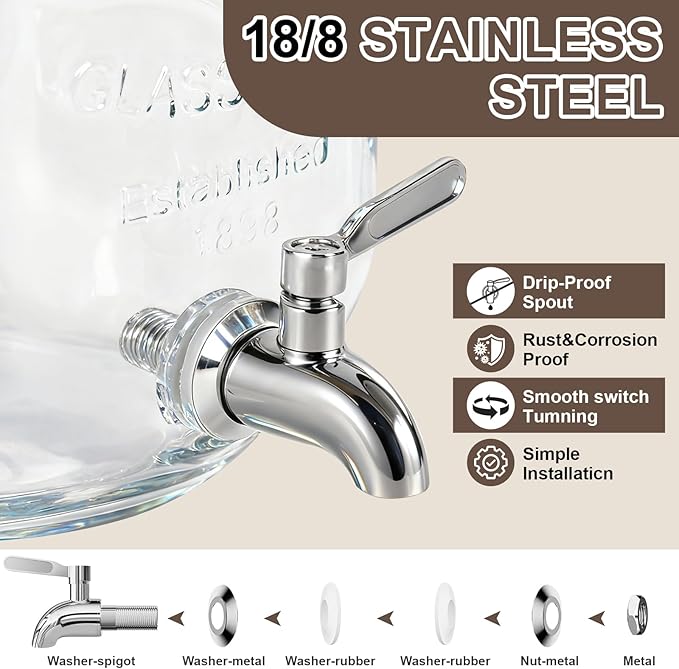 1 Gallon Glass Drink Dispensers - Image 4