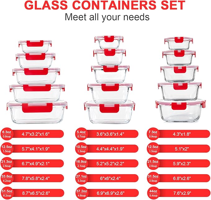 KOMUEE 30 Pieces Glass Food Storage Containers Set, Meal Prep Containers Set - Image 2