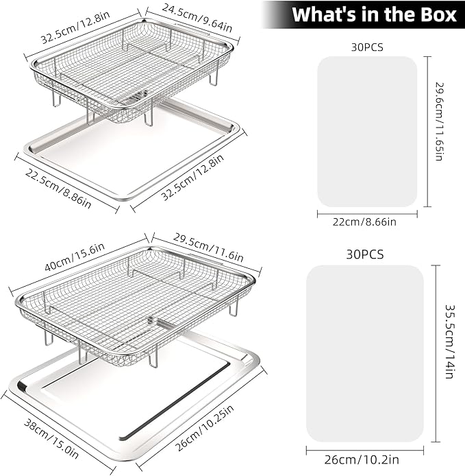 Air Fryer Basket, OPENICE 2 Set Air Fryer Pan and Crisper Tray - Image 2