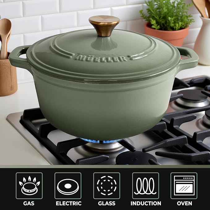 MUELLER HOME 7.5 Quart Enameled Cast Iron Dutch Oven - Image 4