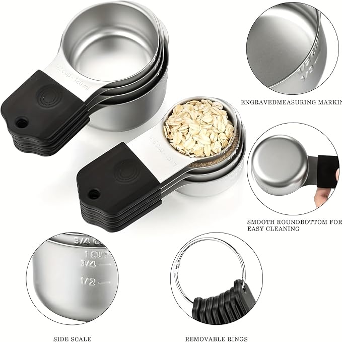 Magnetic Measuring Cups, Stainless Steel Kitchen Aid Cups Measuring set - Image 7