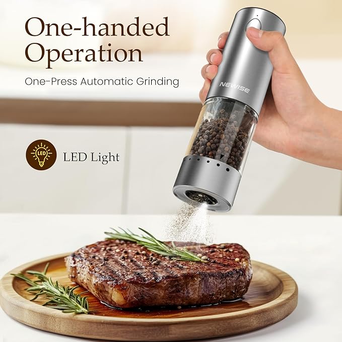 Newise Electric Salt and Pepper Grinder Set - Image 3