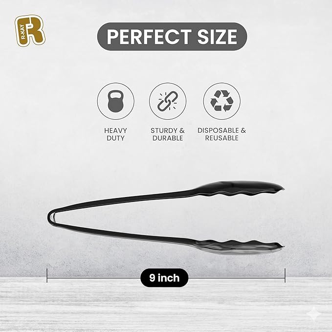 12 Pack 9 Inch Large Plastic Serving Tongs - Image 5