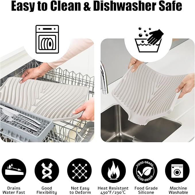 TIKNIK Silicone Dish Drying Mat, Stone Drying Mat - Image 4