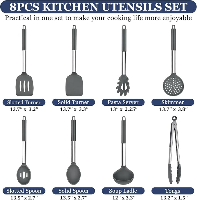 TeamFar Kitchen Utensils, for Nonstick Cookware Frying Flipping Draining - Image 2