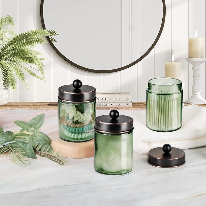 3 Pack Apothecary Jar Canisters Bathroom Vanity Organizer - Image 6