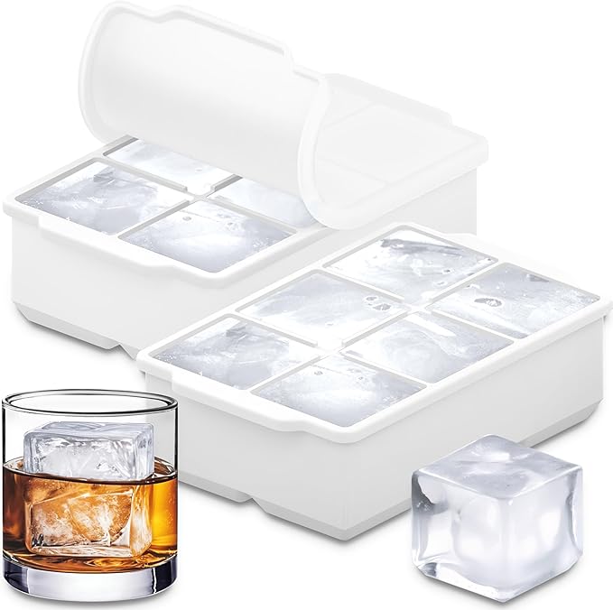 KitchFort Large Silicone Ice Cube Tray, Easy Release 2" Big Ice Cubes by KitchFort