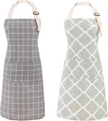Tosewever 2 Pieces Cotton Linen Waterproof Bib Kitchen Apron by Tosewever