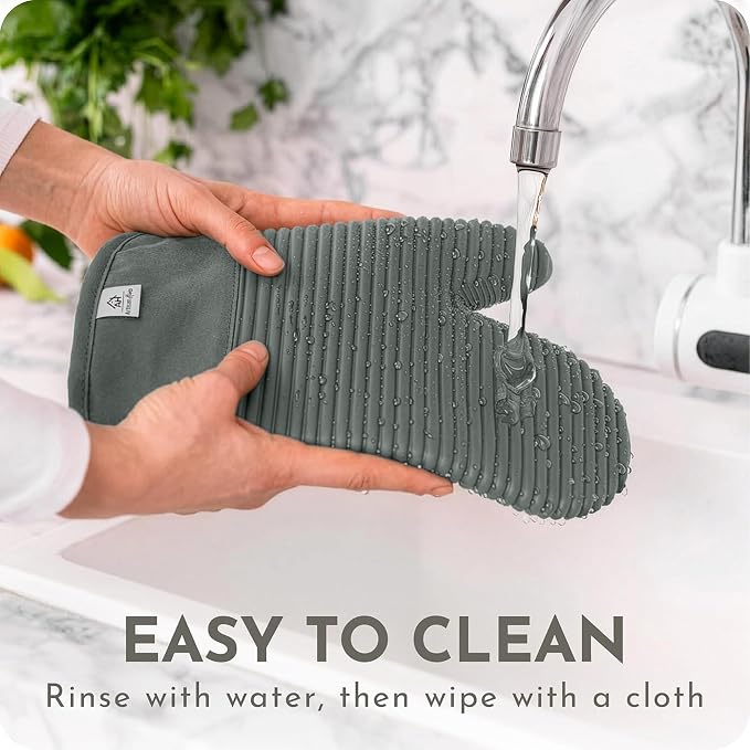 Extra Long Silicone Oven Mitts | Heat Resistant 500°F BPA-Free Food Grade - Image 5