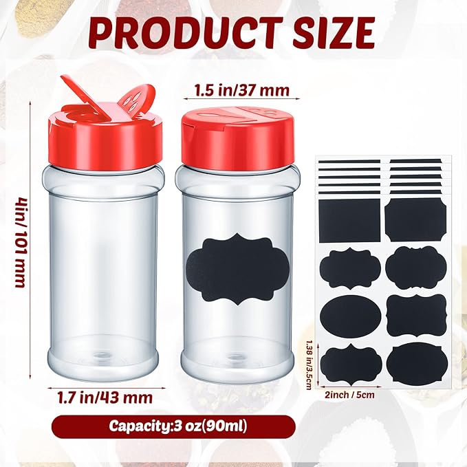 Eccliy 36 Pack 3 oz Clear Plastic Spice Jars - Image 2