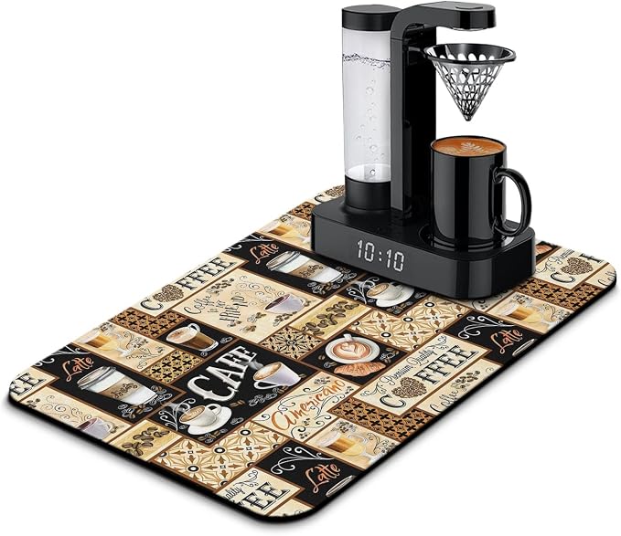 Fun Coffee Mat 23inx15in, Coffee Bar Mat by Kuyig+Home
