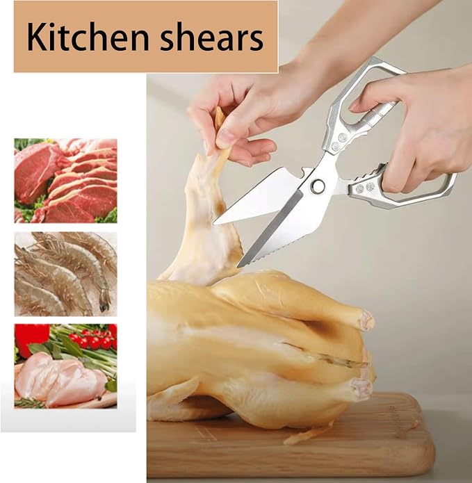 Scissors all Purpose, Stainless Steel Heavy Duty Kitchen Shears, Meat Scissors - Image 4