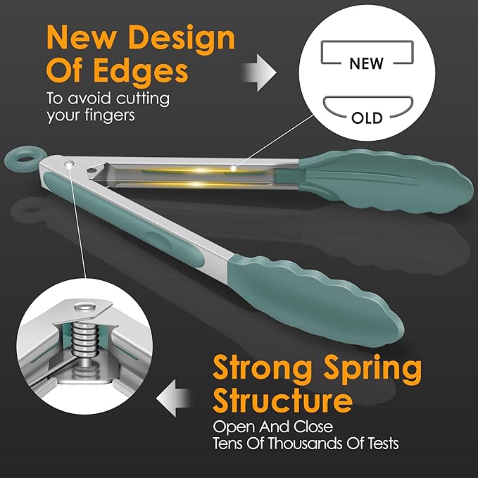 HOTEC Premium Stainless Steel Locking Kitchen Tongs - Image 6