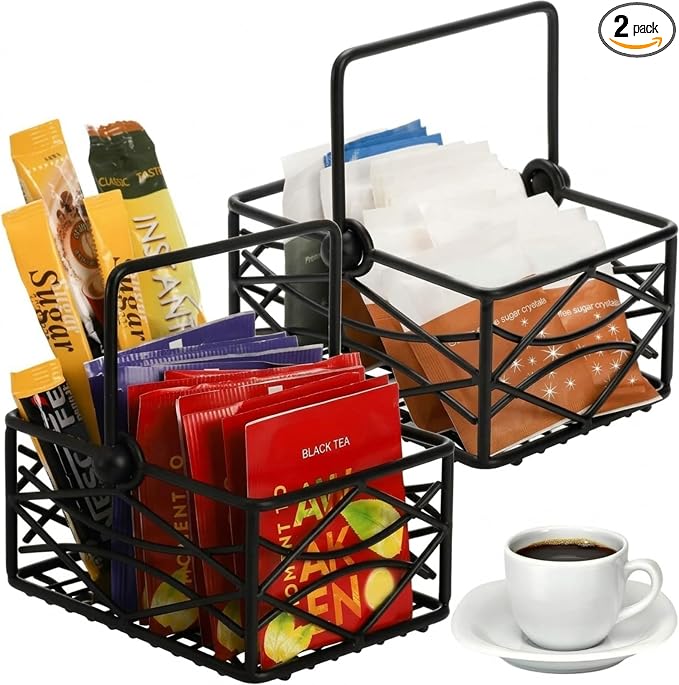 Yarlung 2 Pack Sugar Packet Basket Metal Wire Tea Bag Holder by Yarlung