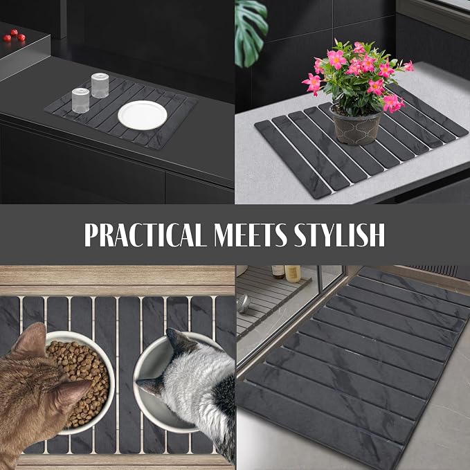 2 PCS Stone Dish Drying Mat for Kitchen Counter, Fast Drying Collapsible Dish - Image 7