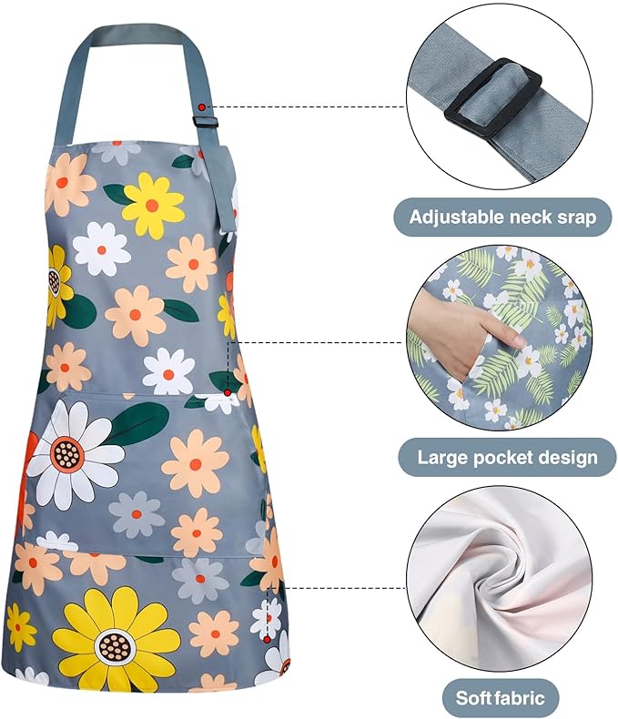 BOUMUSOE 3 Pack Floral Aprons - Image 4