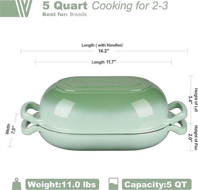 VORRINGARD Enameled Cast Iron Sourdough Bread Oven, Dutch Oven, Loaf Cast Iron - Image 2