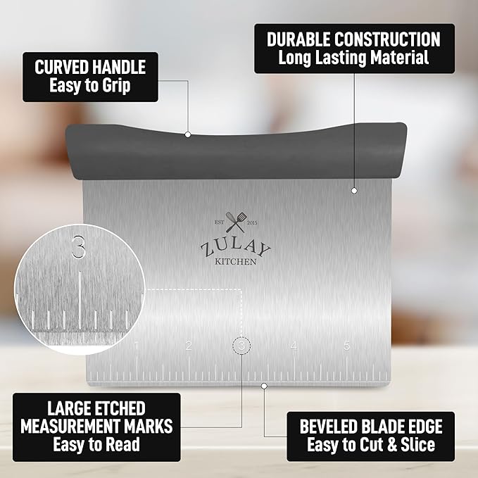Zulay Premium Multi-purpose Stainless Steel Bench Scraper & Chopper, Quick & - Image 6