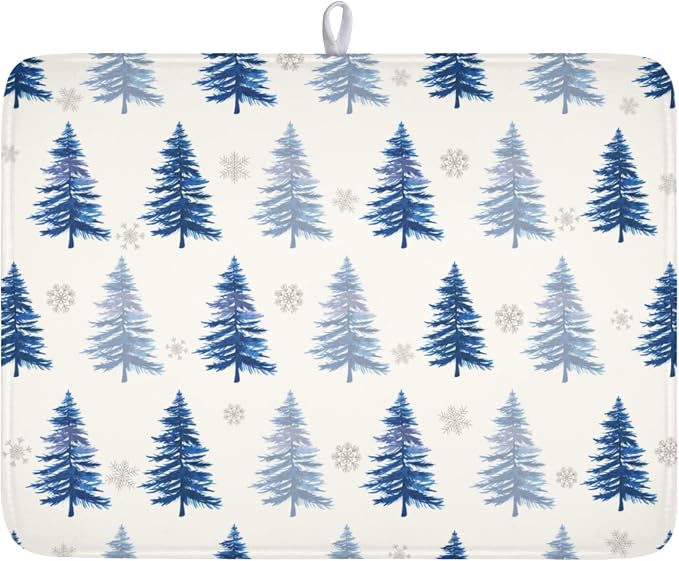 Winter Dish Drying Mat 18 x 24 Inch Blue Tree Dish Drying Pad Absorbent by Unknown