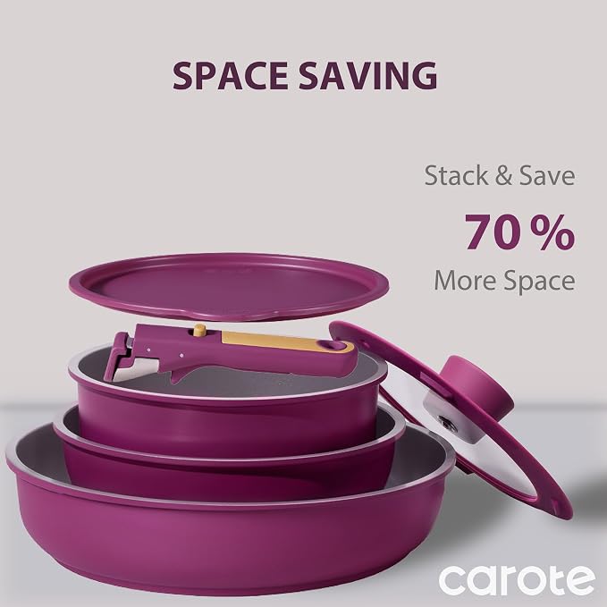 CAROTE Ceramic Pots and Pans Set, Nonstick Cookware Set Detachable Handle - Image 6