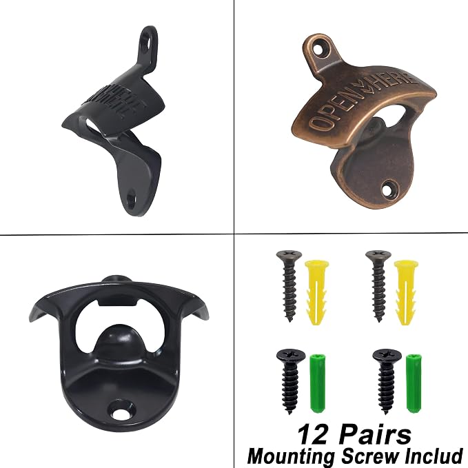 12 Packs Antique Copper Wall Mount Bottle Opener Bulk, Old Fashioned Beer Top - Image 4