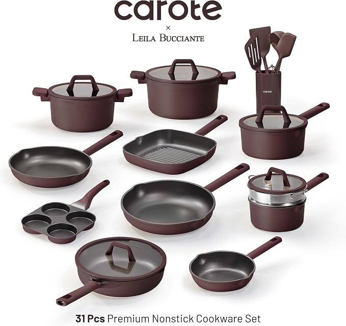 CAROTE 31PCS Pots and Pans Set, Nonstick Cookware Set Kitchen Non Stick - Image 2