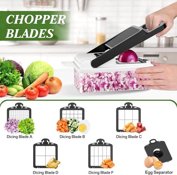 HomeHacks Vegetable Chopper Vegetable Cutter, 15 in 1 Kitchen Gadget, Onion - Image 2