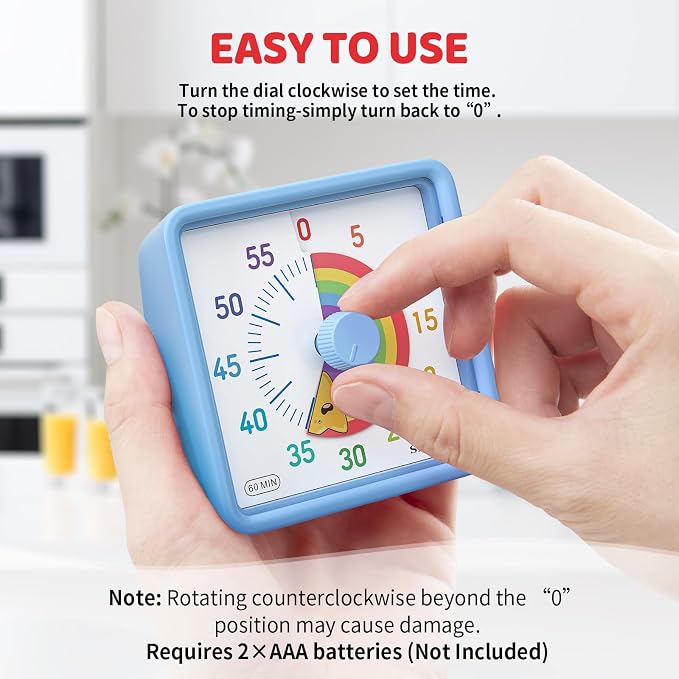 Secura 60-Minute Visual Timer for Kids, Time Clocks, Countdown Timer for Office - Image 3