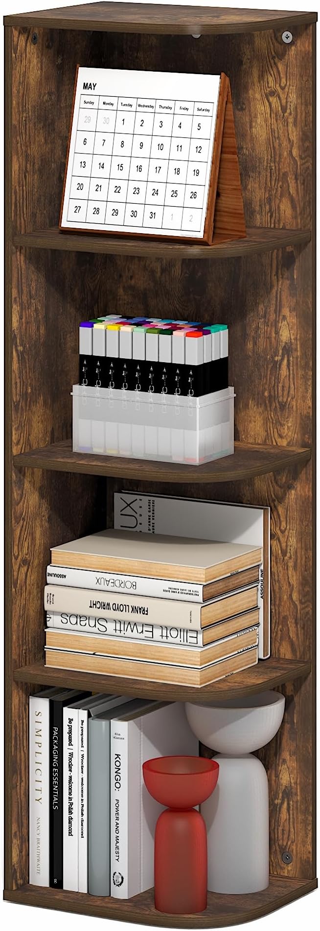 Furinno PASIR Book Shelf, 4-Tier Corner Bookshelf by Furinno-FitsYourSpaceFitsYourBudget