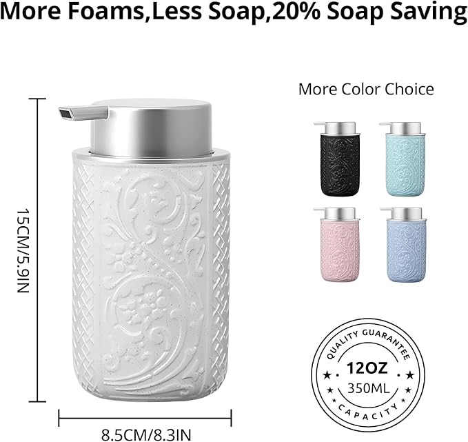 12OZ/350ML Ceramic Foaming Soap Dispenser Empty Hand Soap Dispenser Refillable - Image 2