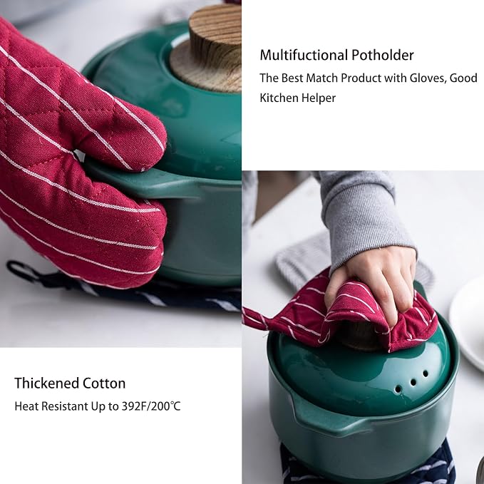 4Pcs Oven Mitts and Pot Holders, Heat Resistant Oven Mitts Set - Image 6