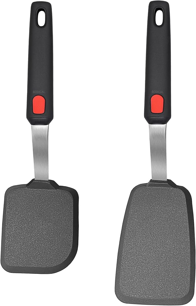 2 Pack Silicone Spatula Turner, 600°F Heat Resistant Kitchen Spatula Set by BodiCal