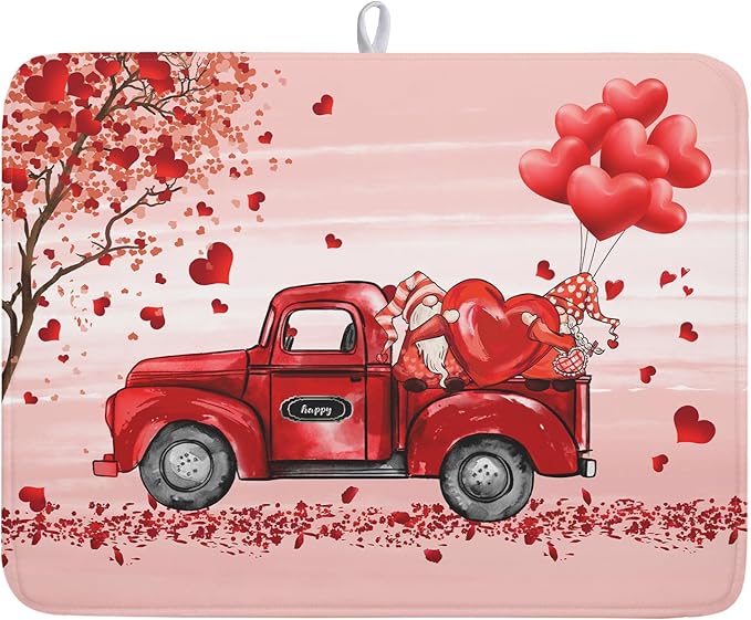 Valentine's Day Dish Drying Mats by Kawani