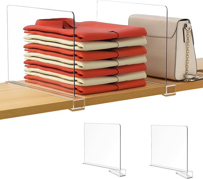 HBlife 2 Pack Clear Shelf Dividers, Vertical Purse Organizer by HBlife